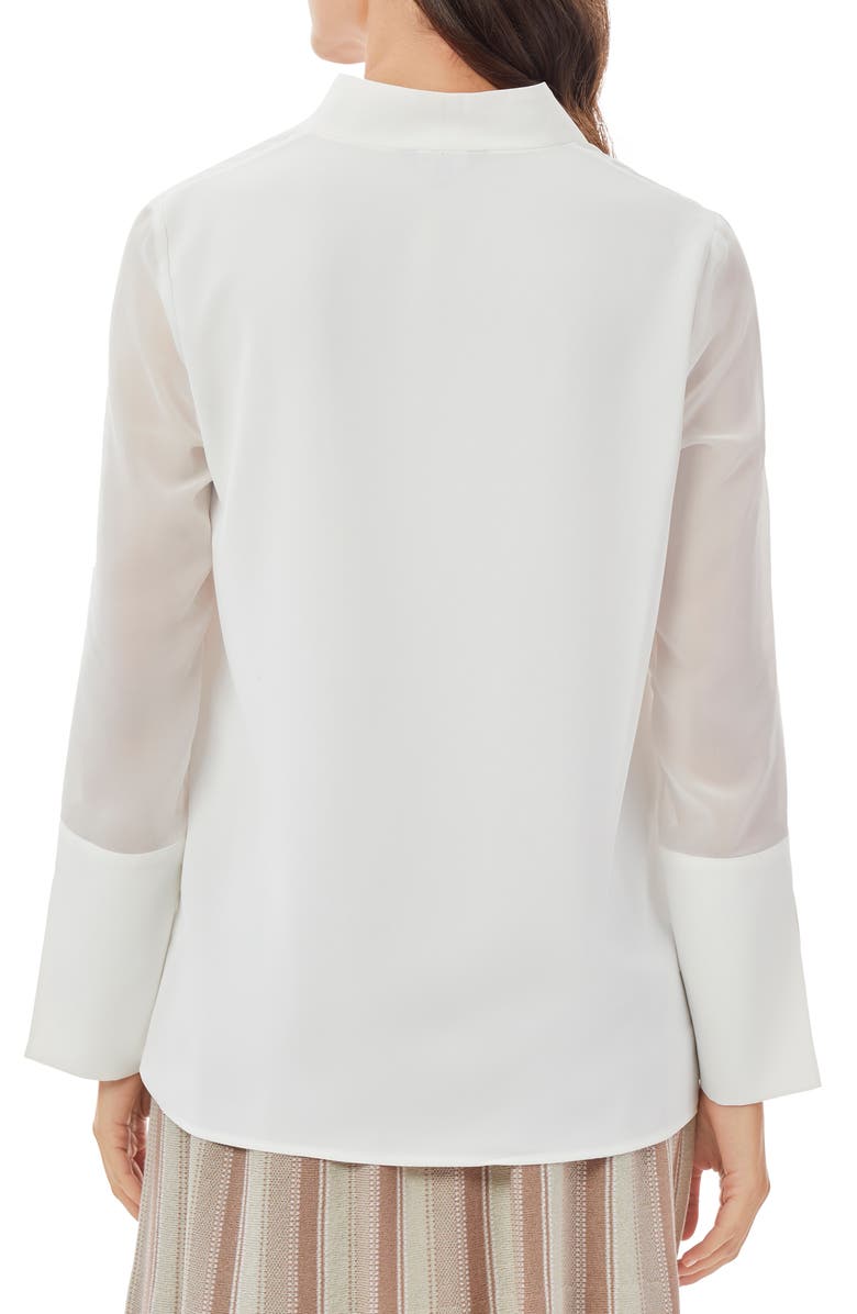 Misook Sheer Sleeve Crepe Chiffon Blouse, Alternate, color, 