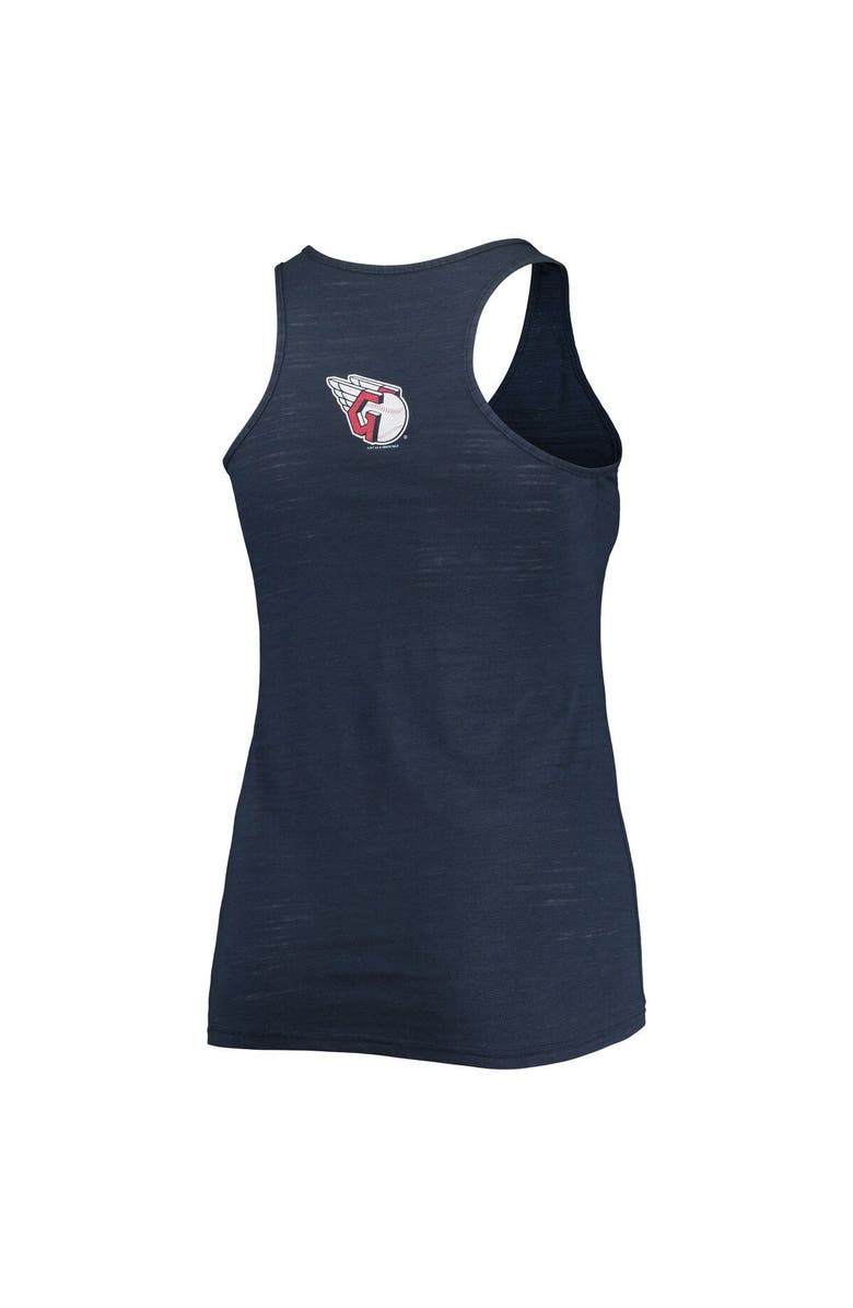 SOFT AS A GRAPE Women's Soft as a Grape Navy Cleveland Guardians Plus Size Swing for the Fences Tri-Blend Racerback Tank Top, Alternate, color,