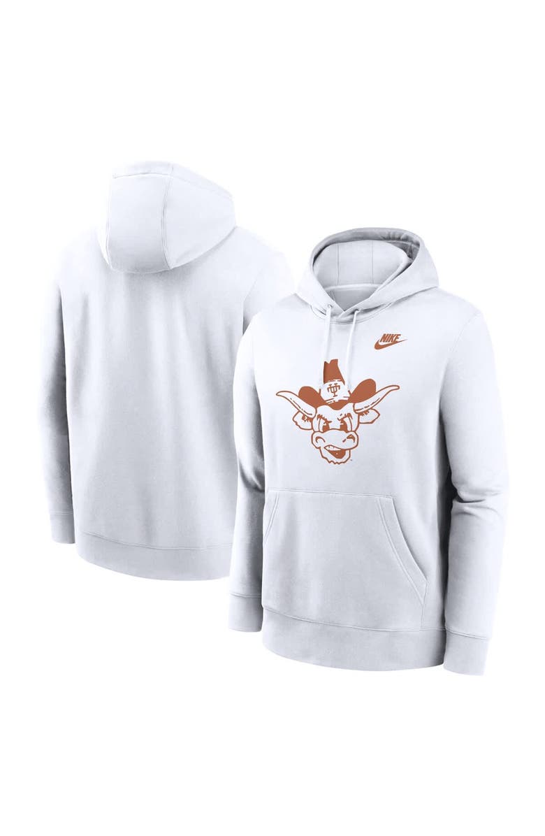 Nike Men's Nike White Texas Longhorns Legacy Logo Club Fleece Pullover Hoodie, Main, color, White