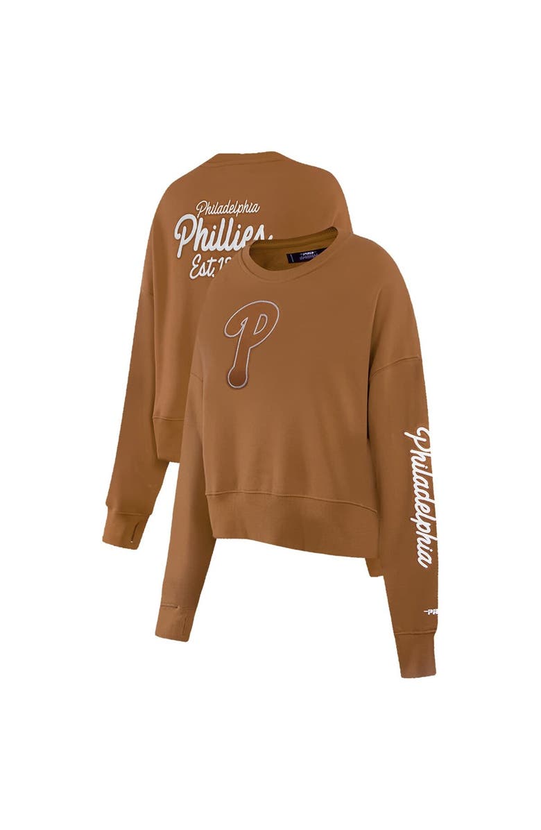 PRO STANDARD Women's Pro Standard Brown Philadelphia Phillies Paint The City Pullover Cropped Sweatshirt, Main, color, Brown