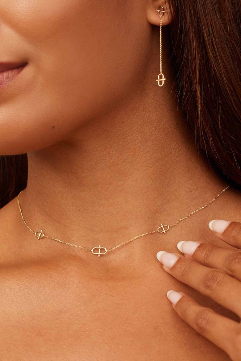 14K Gold Harmony Station Necklace, Alternate, color, Yellow Gold