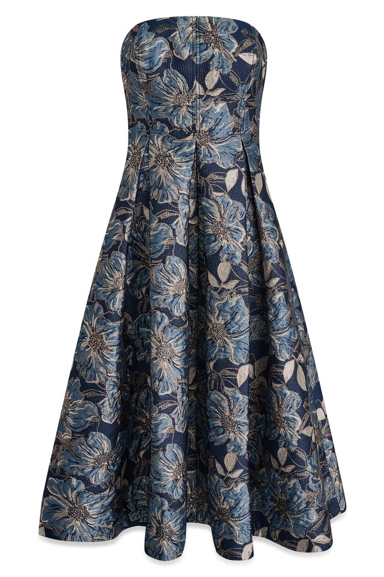 Strapless Jacquard Midi Dress, Alternate, color, NIGHTFALL