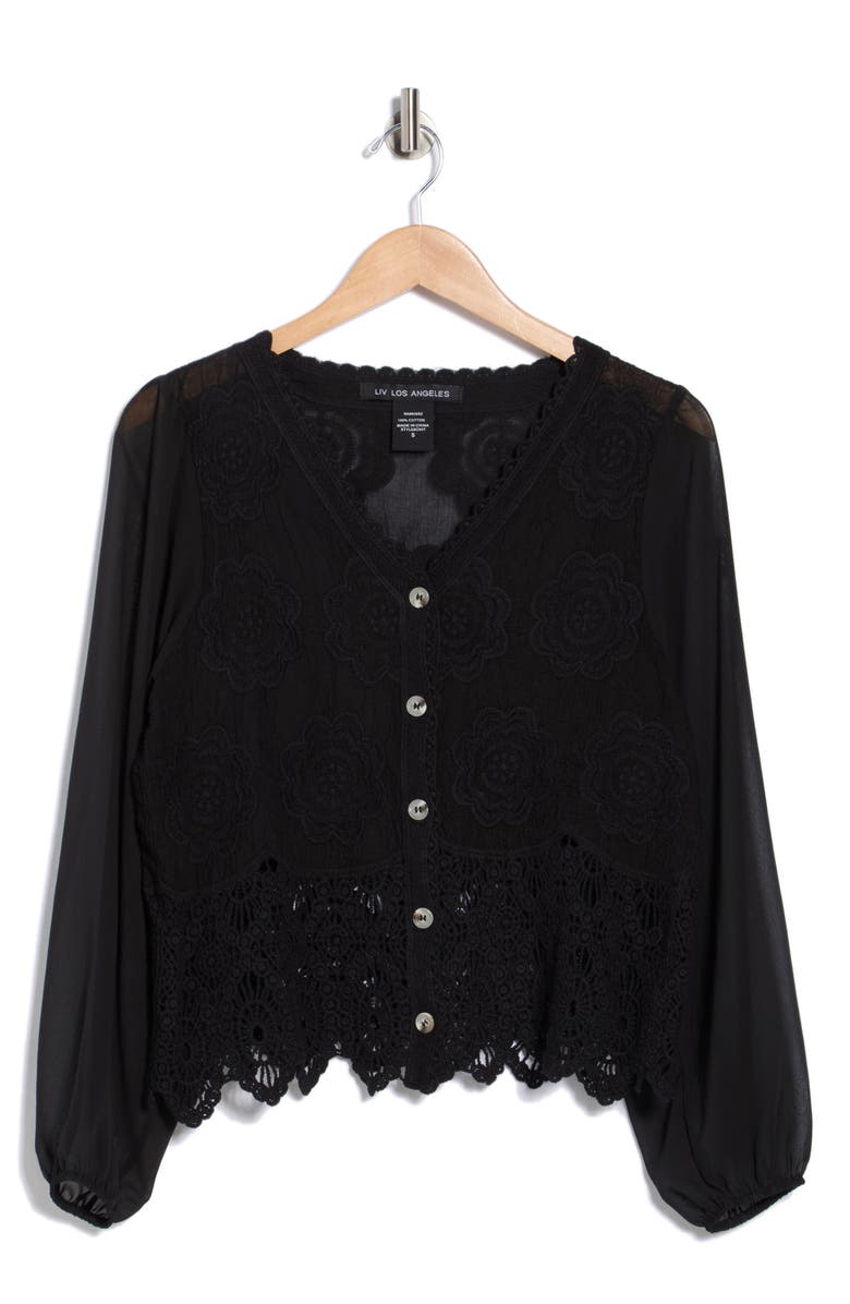 Forgotten Grace Floral Embroidered Cardigan, Alternate, color, Black