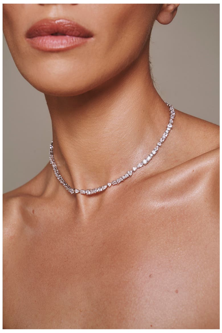 Mavis Tennis Necklace, Alternate, color, SILVER