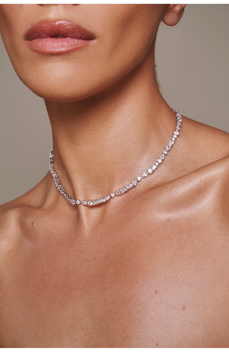 LILI CLASPE Mavis Tennis Necklace, Alternate, color, Silver