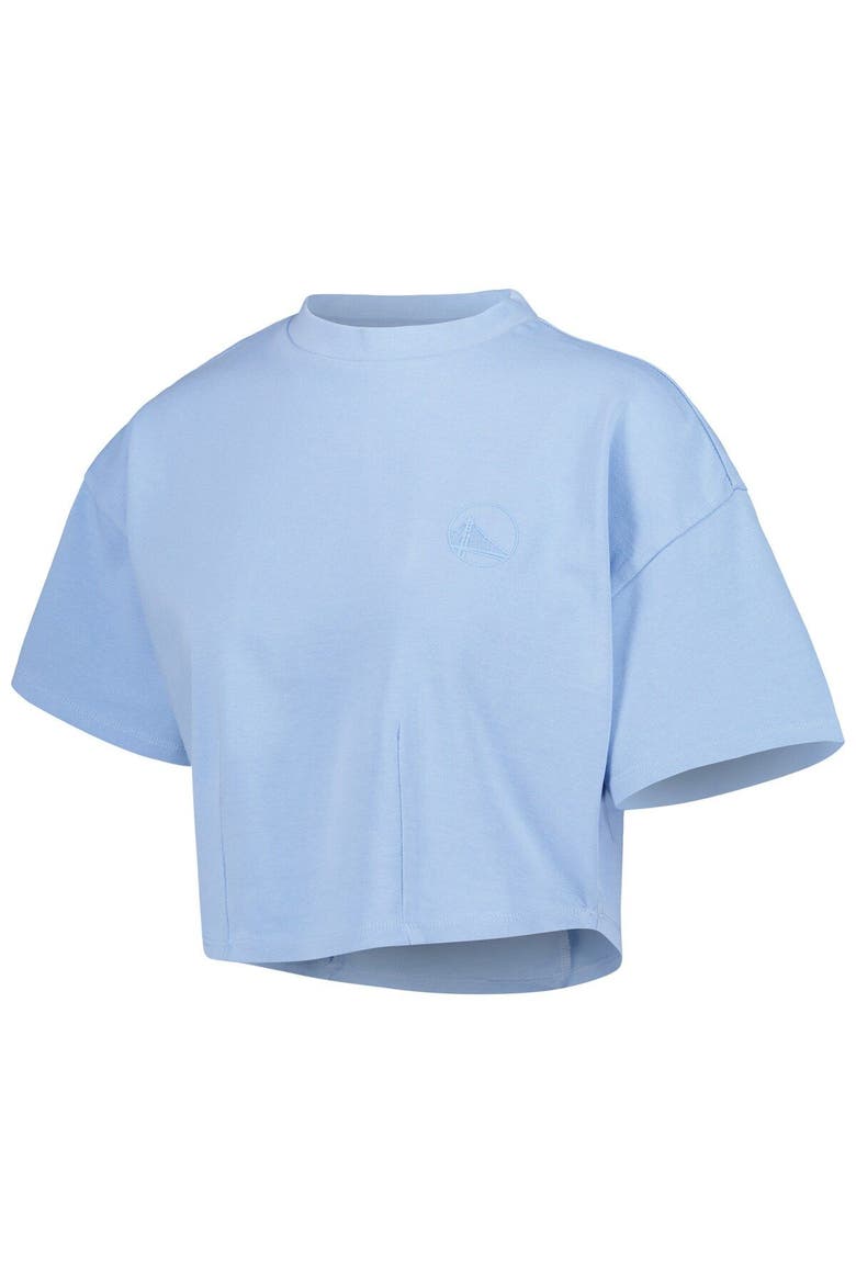 Men's Lusso Light Blue Golden State Warriors Nola Faded Tonal Cropped T-Shirt, Alternate, color, Light Blue