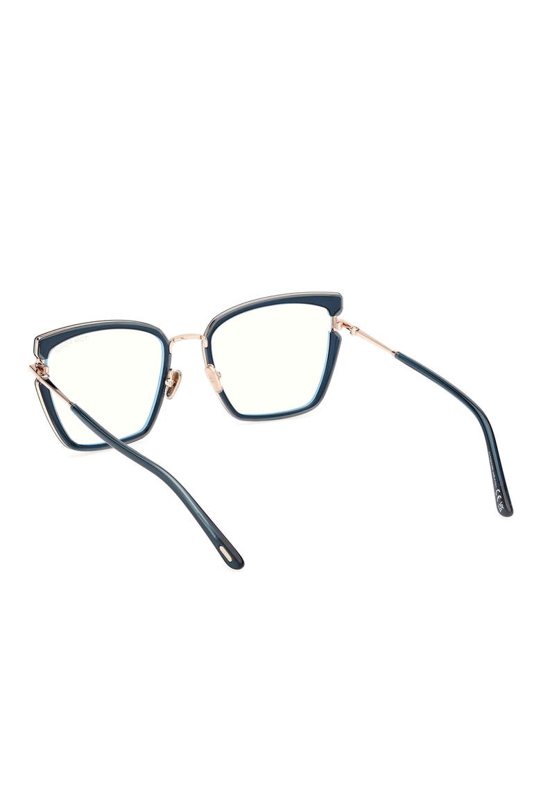 54mm Butterfly Blue Light Blocking Optical Glasses, Alternate, color, TEAL ROSE GOLD / T LOGO