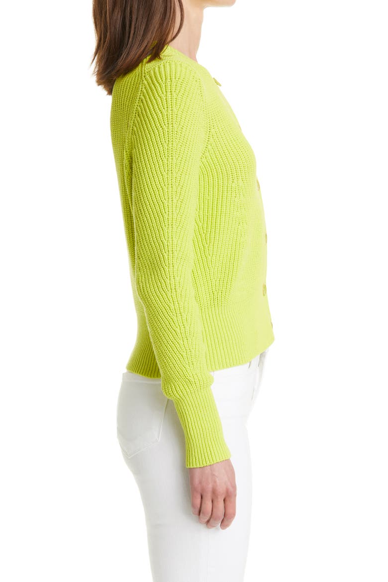 Shaker Stitch Cotton Blend Cardigan, Alternate, color, BRIGHT GREEN