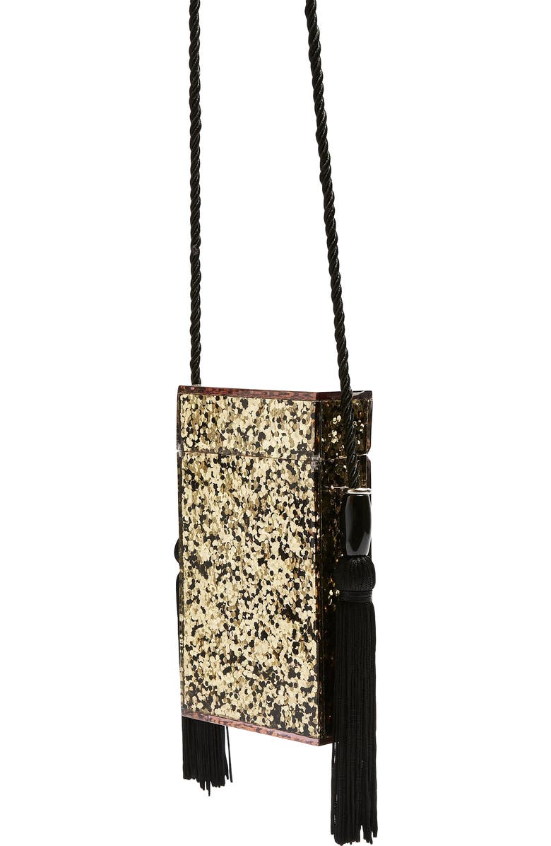 Topshop Como Glitter Tassel Shoulder Bag, Alternate, color,