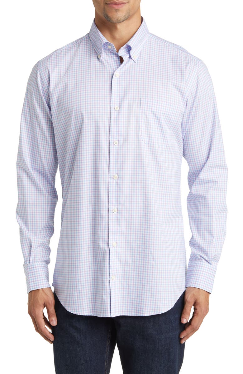 Peter Millar Airlie Microcheck Stretch Button-Down Shirt, Main, color, 