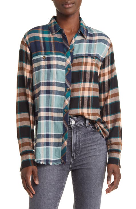 Proenza Schouler Plaid Faux Leather Pocket Button Down Shirt 2024