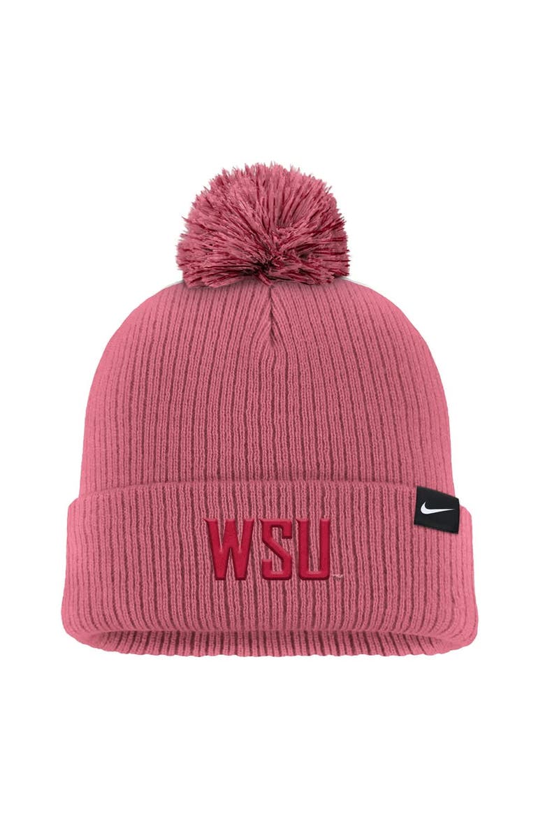 Nike Men's Nike Pink Washington State Cougars Tonal Peak Cuffed Knit Hat with Pom, Alternate, color, Pink