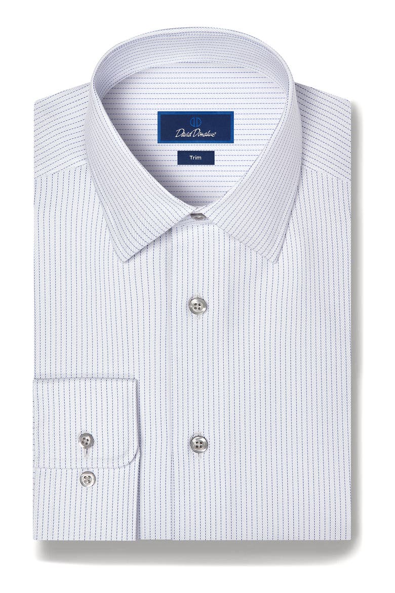 Trim Fit Striped Dress Shirt, Main, color, PEARL
