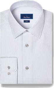 David Donahue Trim Fit Striped Dress Shirt