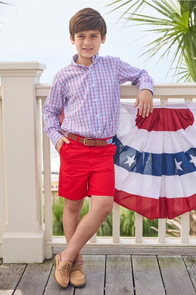Kids' Button Down Shirt Blend, Alternate, color, Patriotic Plaid