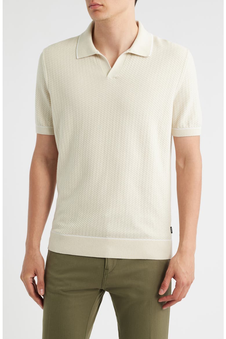 Isello Tipped Polo Sweater, Main, color, OPEN WHITE