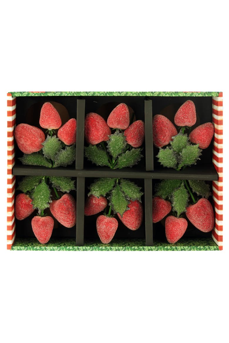 Christmas Strawberry Pick , Box of 6, Alternate, color, Red