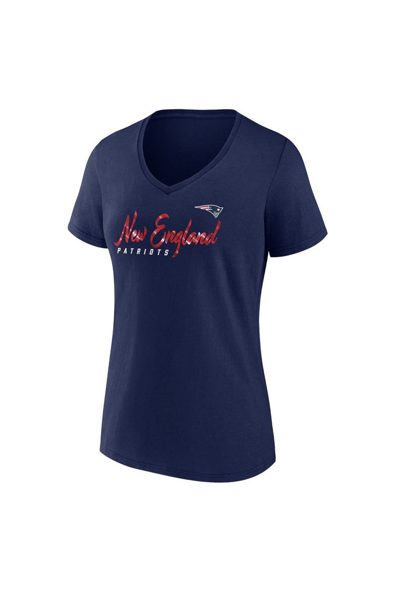 Women's Fanatics Branded Navy New England Patriots Shine Time V-Neck T-Shirt, Alternate, color, Navy