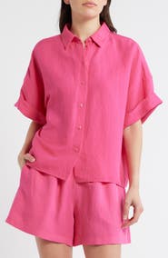 BOSS Orange Bisenas Linen Blend Button-Up Shirt