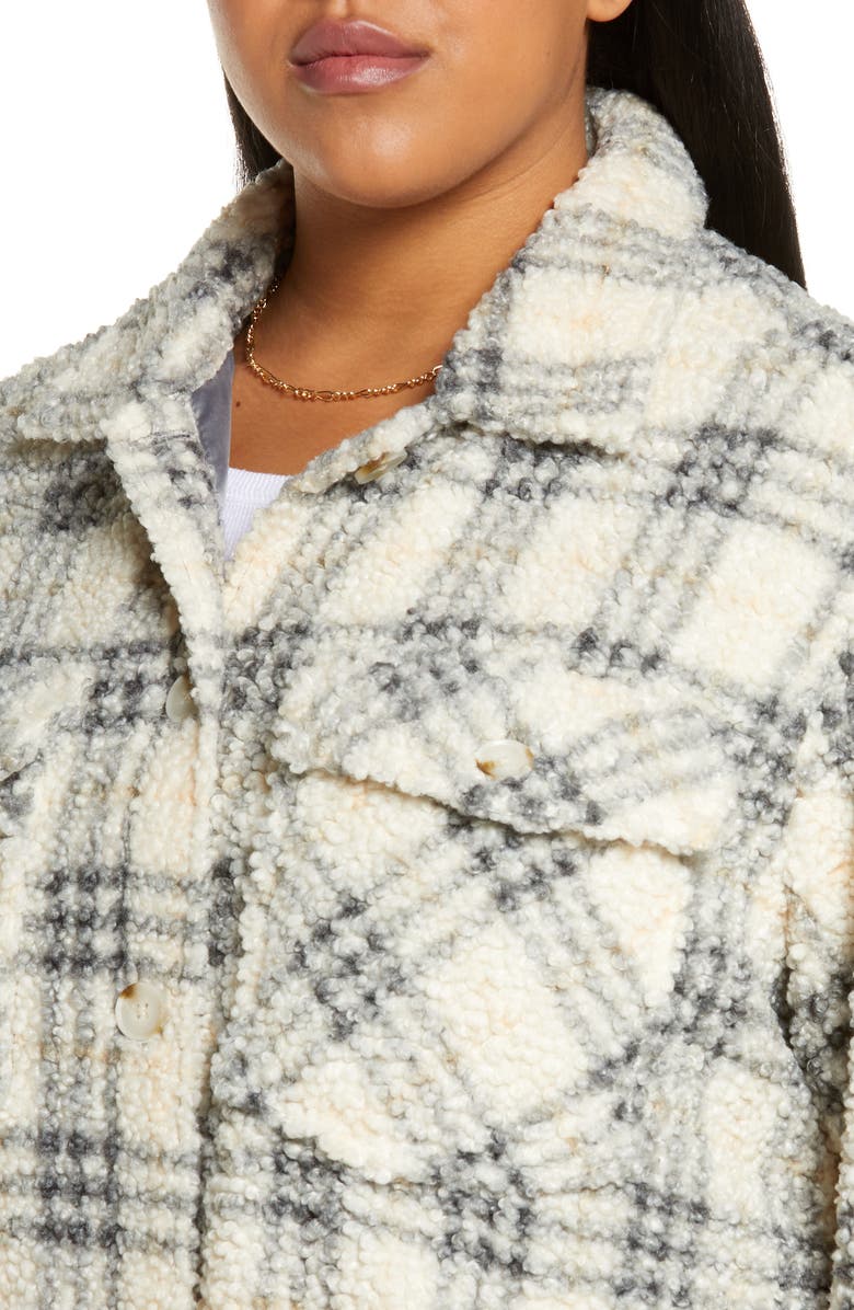 BLANKNYC Plaid High Pile Fleece Button-Up Shirt, Alternate, color,