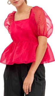 English Factory Organza Peplum Top