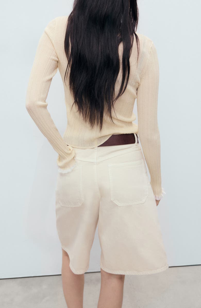 MANGO Contrast Trim Cardigan, Alternate, color, Ecru