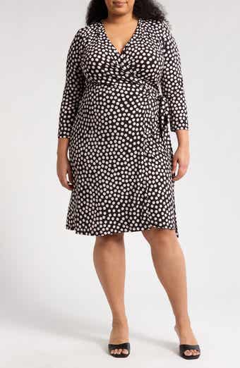 Polka Dot Long Sleeve Wrap Dress