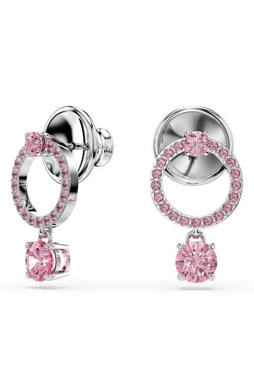 Swarovski Attract Round Cut Drop Earrings In Pink
