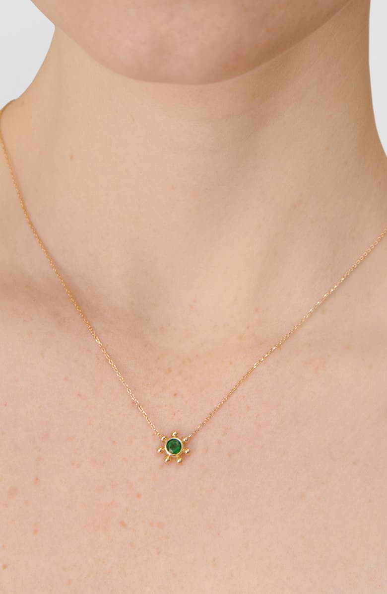 Anzie Dew Drop Marine Emerald & 14K Gold Pendant Necklace, Alternate, color, Yellow Gold/ Emerald