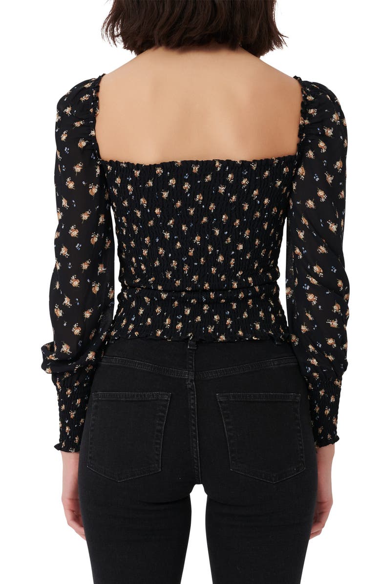 maje Floral Smocked Top, Alternate, color,