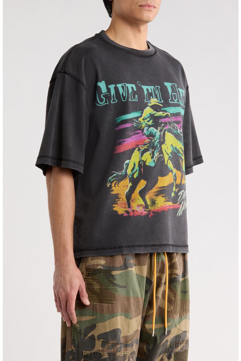 Give 'em Hell Cotton Graphic T-Shirt, Alternate, color, VINTAGE BLACK