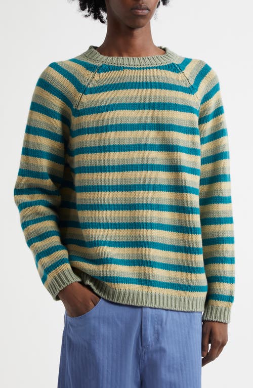 Shop Bode Mossy Glen Wool Crewneck Sweater In Green Multi