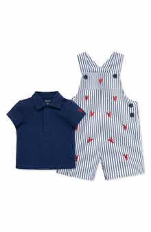 Little Me Lobster Polo & Overalls Set
