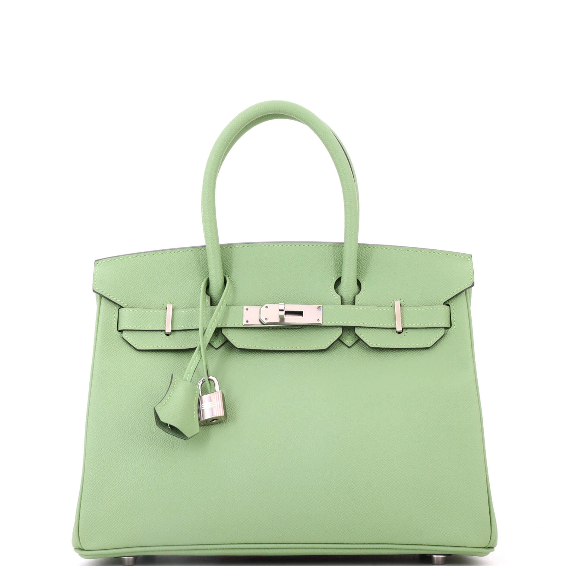 Birkin Handbag Green Epsom with Palladium Hardware 30, Main, color, Green