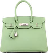 Pre-Owned Hermes Birkin Handbag Green Epsom with Palladium Hardware 30