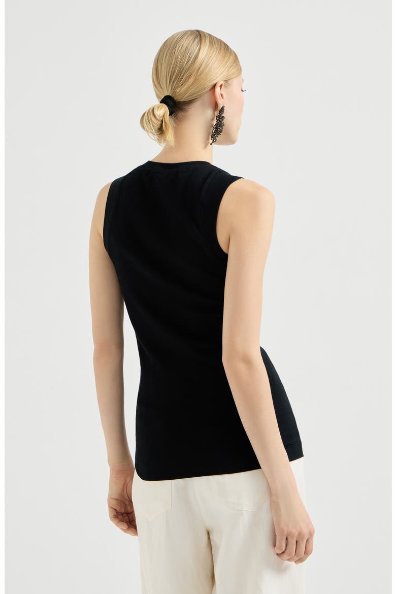 Ribbed jersey top, Alternate, color, Black