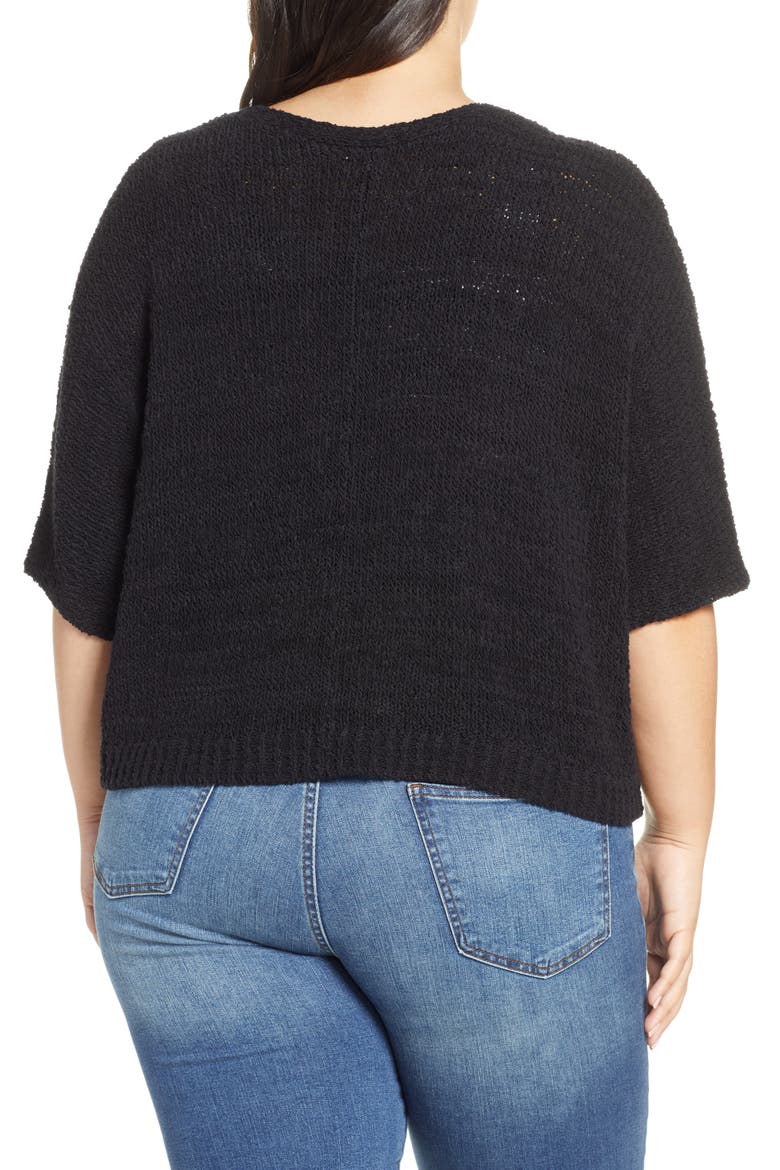 Open Crop Cardigan, Alternate, color, BLACK