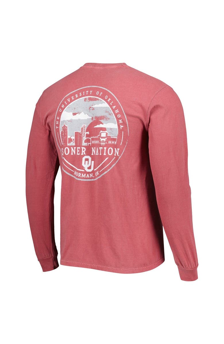 IMAGE ONE Men's Crimson Oklahoma Sooners Circle Campus Scene Long Sleeve T-Shirt, Alternate, color, Crimson