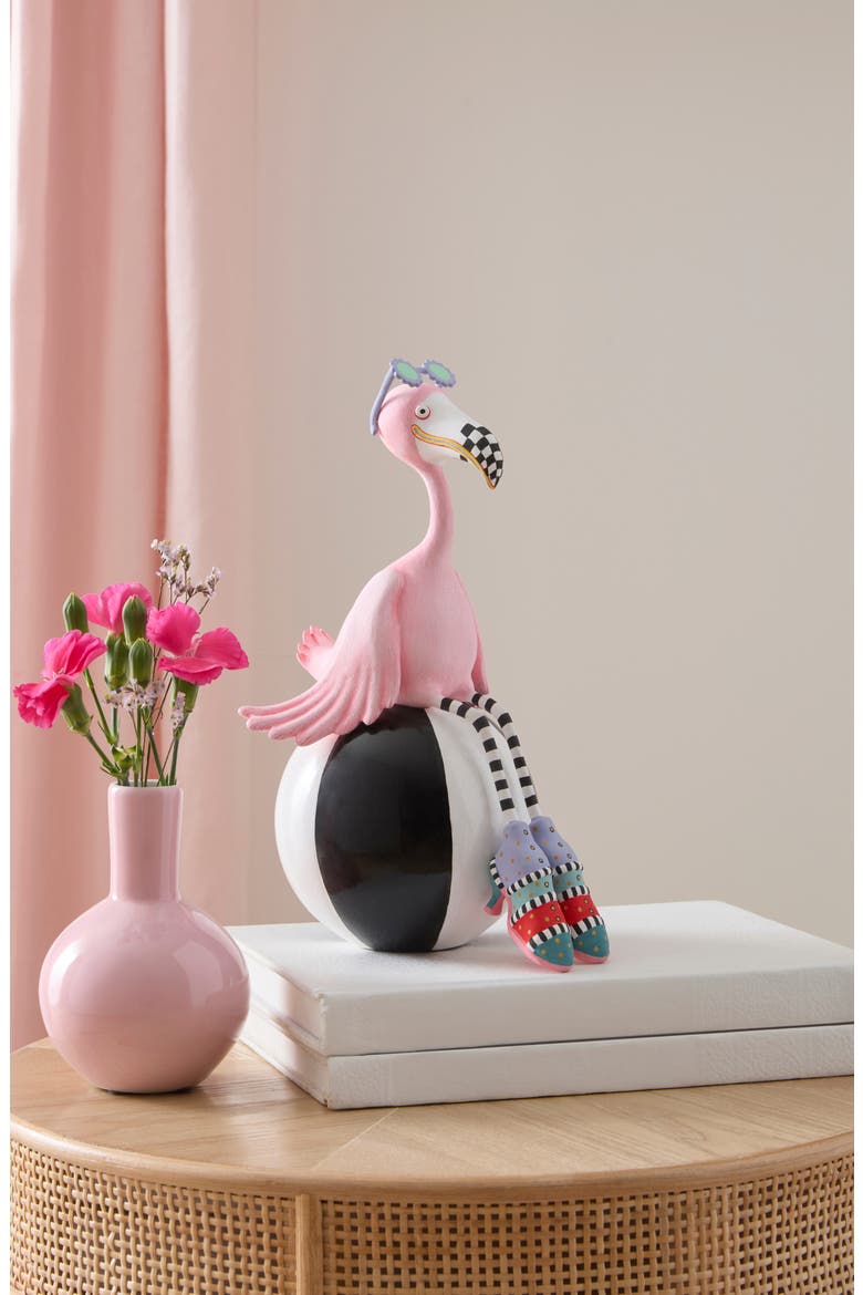 Patience Brewster Shelia Flamingo on Ball Figurine, Alternate, color, PINK