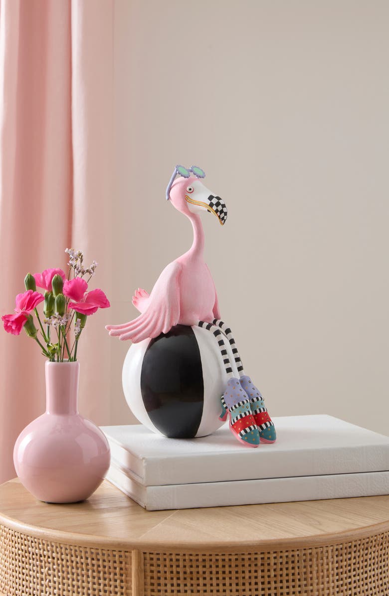 MACKENZIE CHILDS Patience Brewster Shelia Flamingo on Ball Figurine, Alternate, color, Pink