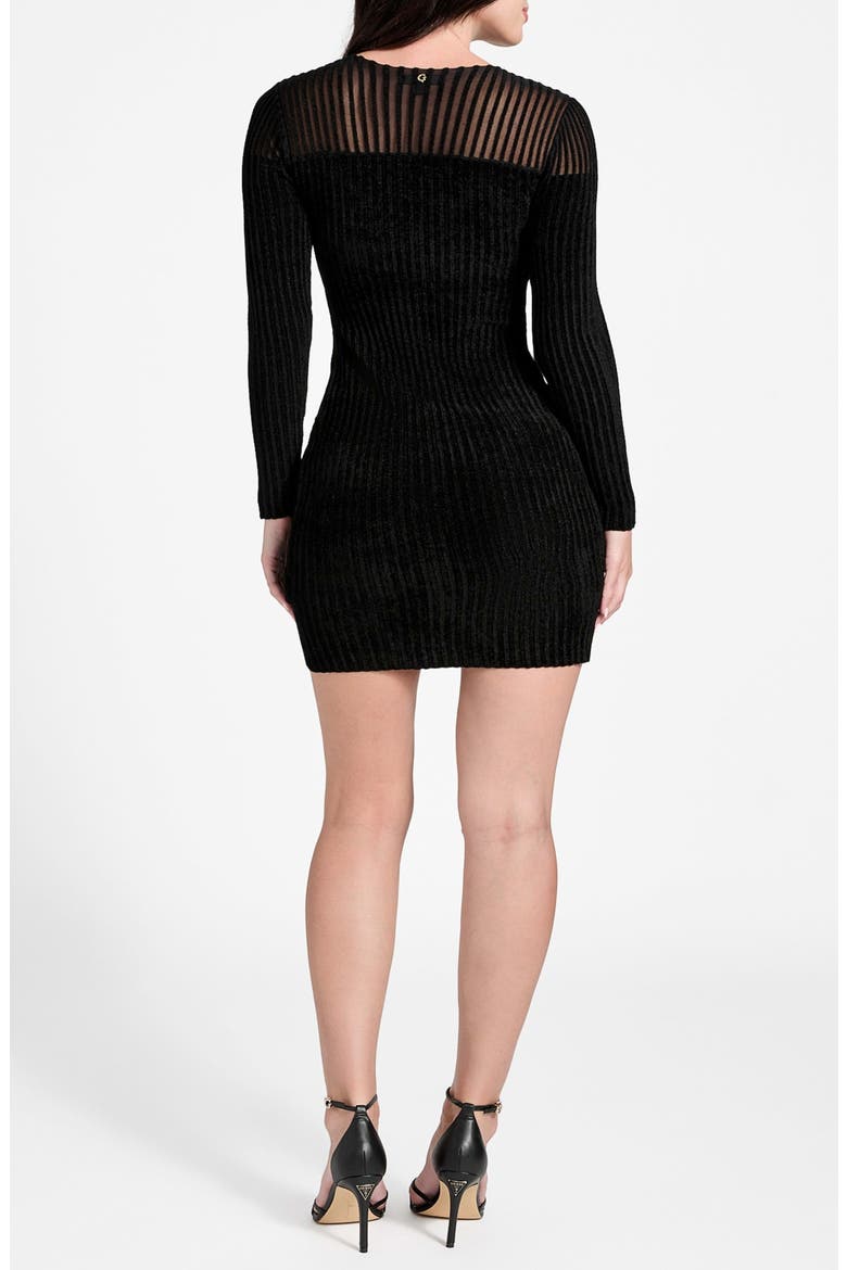 Rowena Long Sleeve Rib Chenille Sweater Dress, Alternate, color, BLACK-BLACK
