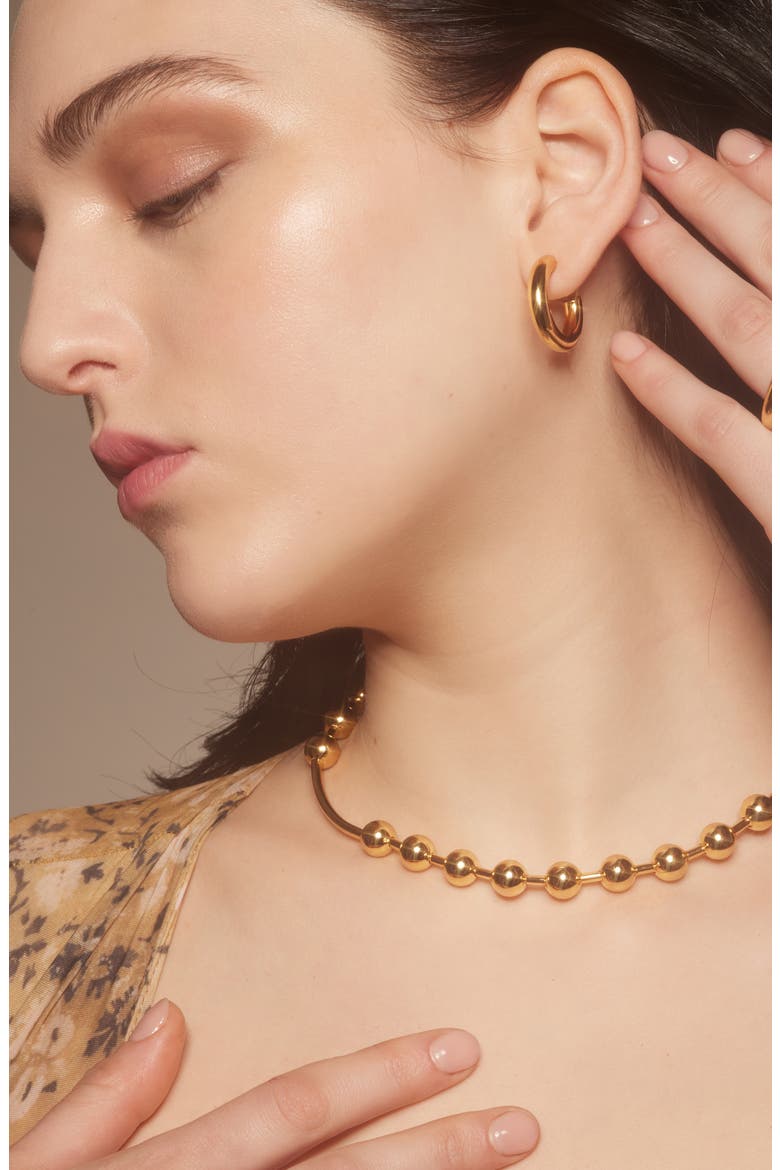 Hollow Hoop Earrings, Alternate, color, GOLD