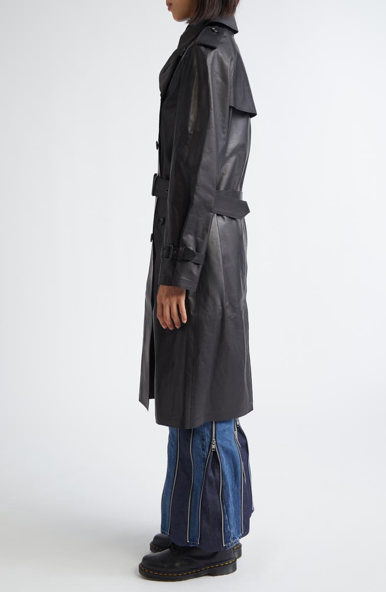 Junya Watanabe Leather Trench Coat, Alternate, color, Black