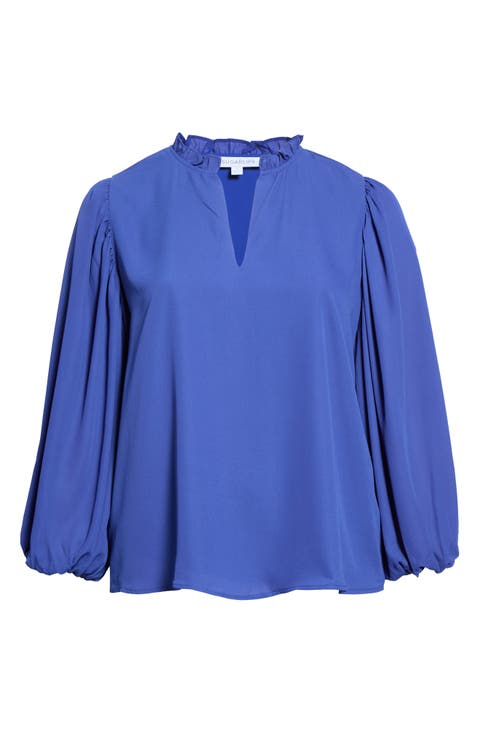Ruffle Neck Long Sleeve Top