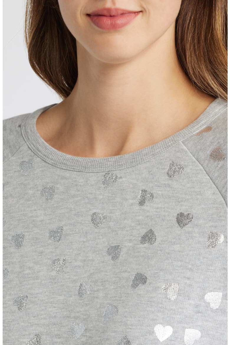Heart Foil Print Graphic Sweatshirt, Alternate, color, GREY HEATHER HEARTS