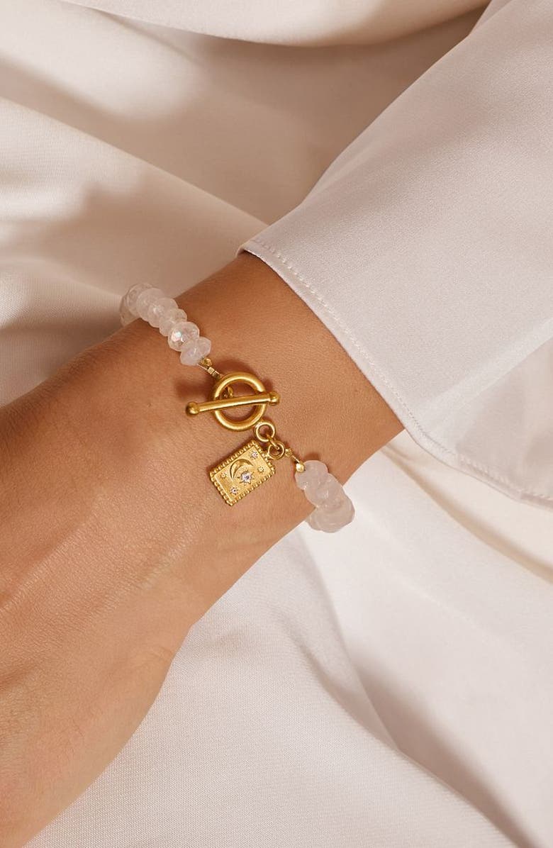 Satya Jewelry Divine Knowing Moonstone Bracelet, Alternate, color, Gold