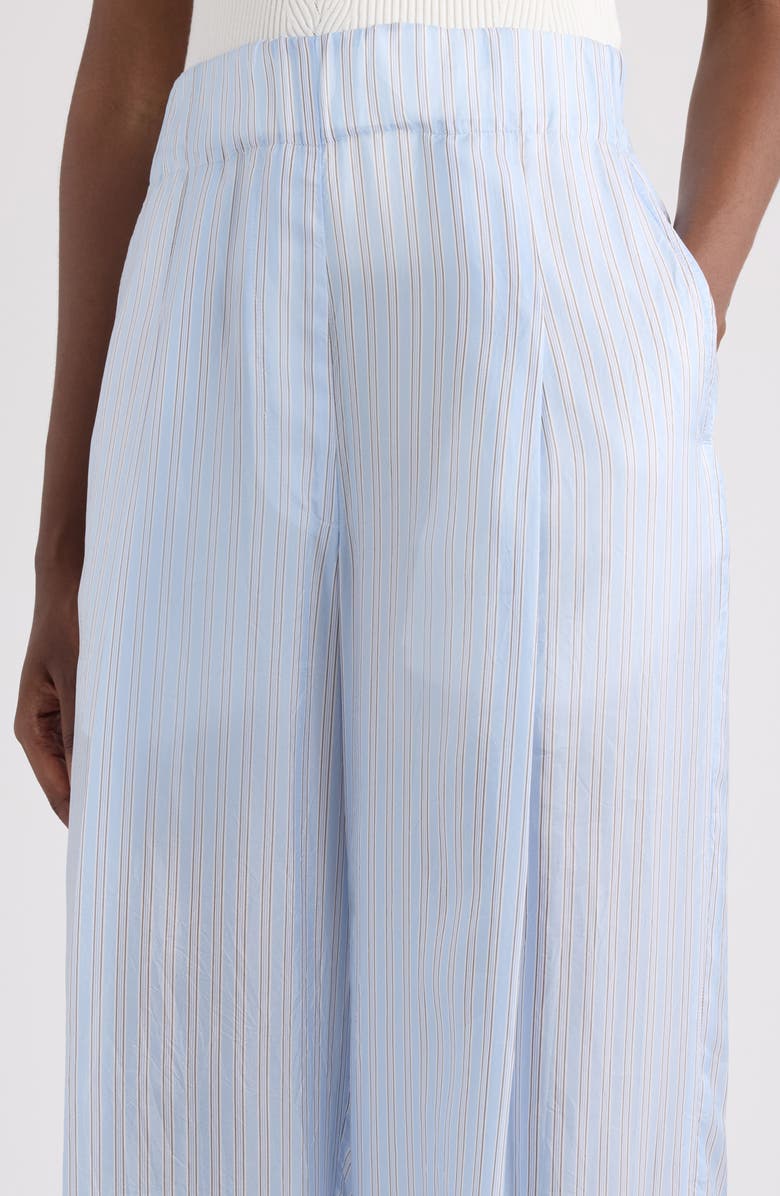 Dries Van Noten Pila Super Compact Stripe Supima<sup>®</sup> Cotton Poplin Wide Leg Pants, Alternate, color, Light Blue