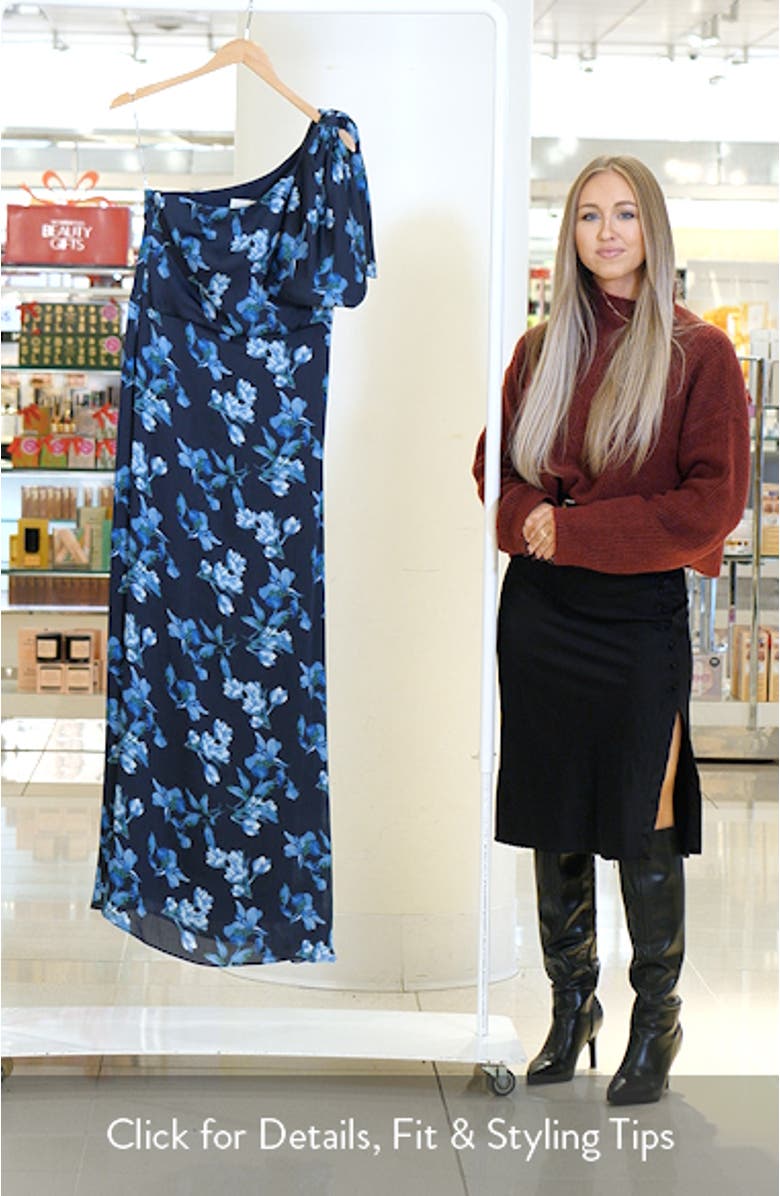 Chelsea Floral Print One-Shoulder Georgette Gown, sales video thumbnail