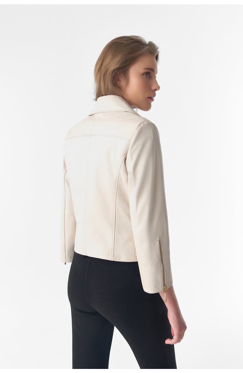 Furniq UK Cordelia Leather Jacket, Alternate, color, Beige