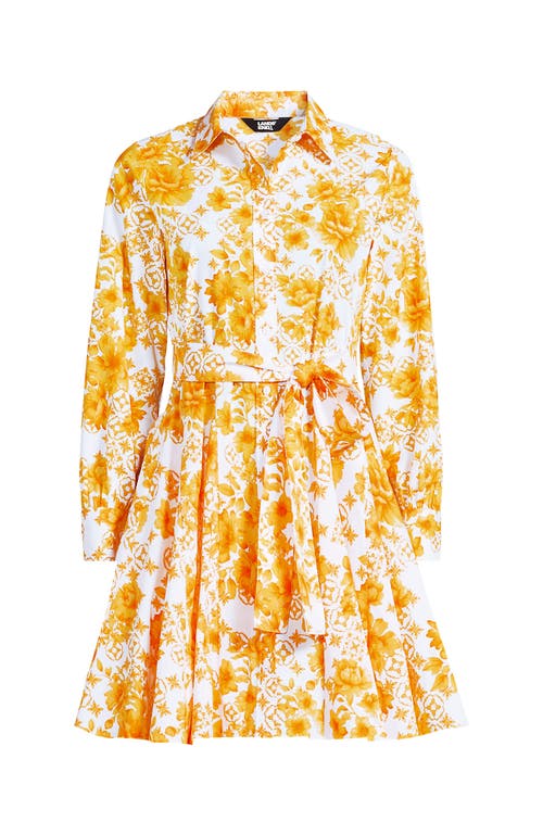 LANDS' END LANDS' END POPLIN BUTTON FRONT DRESS WITH GODETS 
